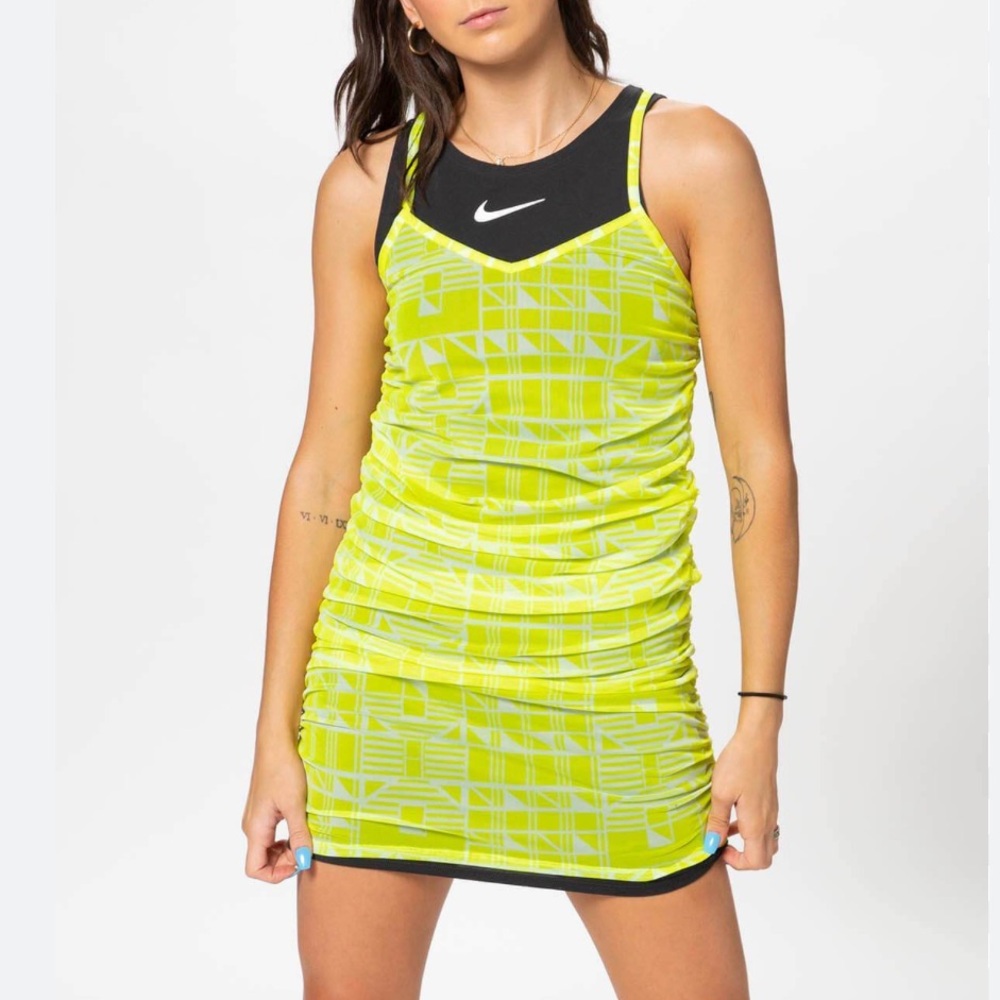 Nike Women's Mini Dress - Neon Yellow and Black